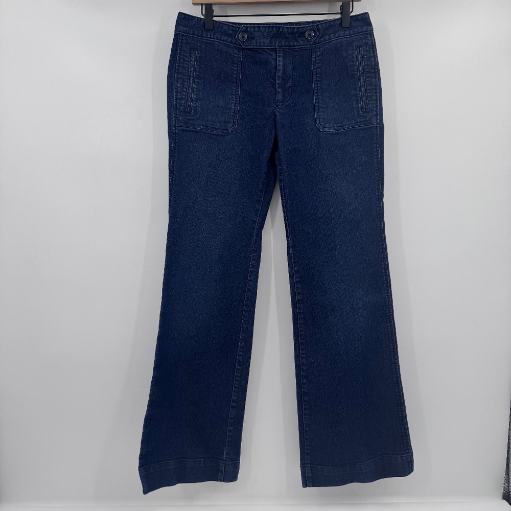 Loft Ann Taylor Jeans Women 6 Blue Modern Flare Denim Mid Rise Dark Wash Stretch